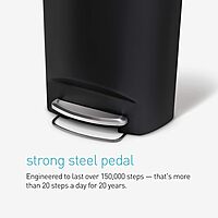 simplehuman 50 Liter / 13 Gallon Semi-Round Kitchen Step Trash Can with Secure Slide Lock