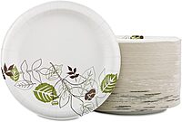Dixie Pathways Soak Proof Shield Heavyweight Paper Plates, 10.13" Dia, Green/burgundy, 125/pack