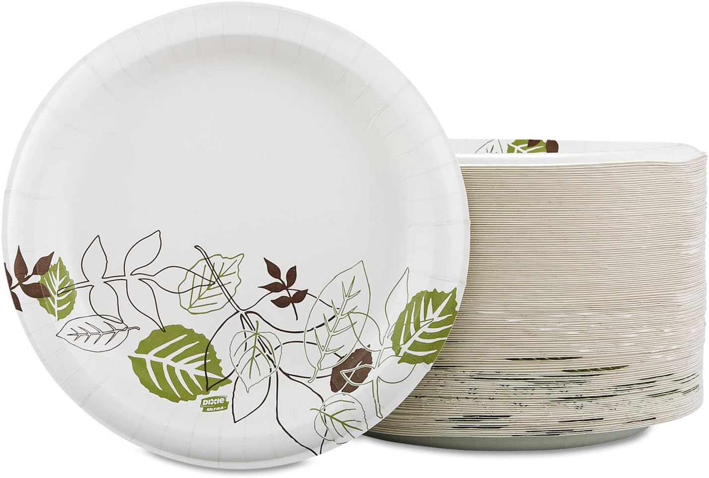 Dixie Pathways Soak Proof Shield Heavyweight Paper Plates, 10.13" Dia, Green/burgundy, 125/pack