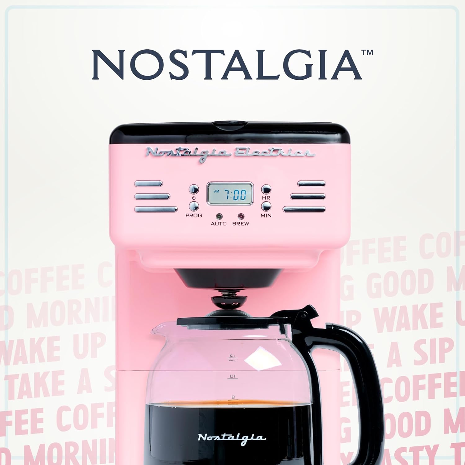 Nostalgia Retro 12-Cup Programmable Coffee Maker With LED Display, Automatic Shut-Off & Keep Warm, Pause-And-Serve Function