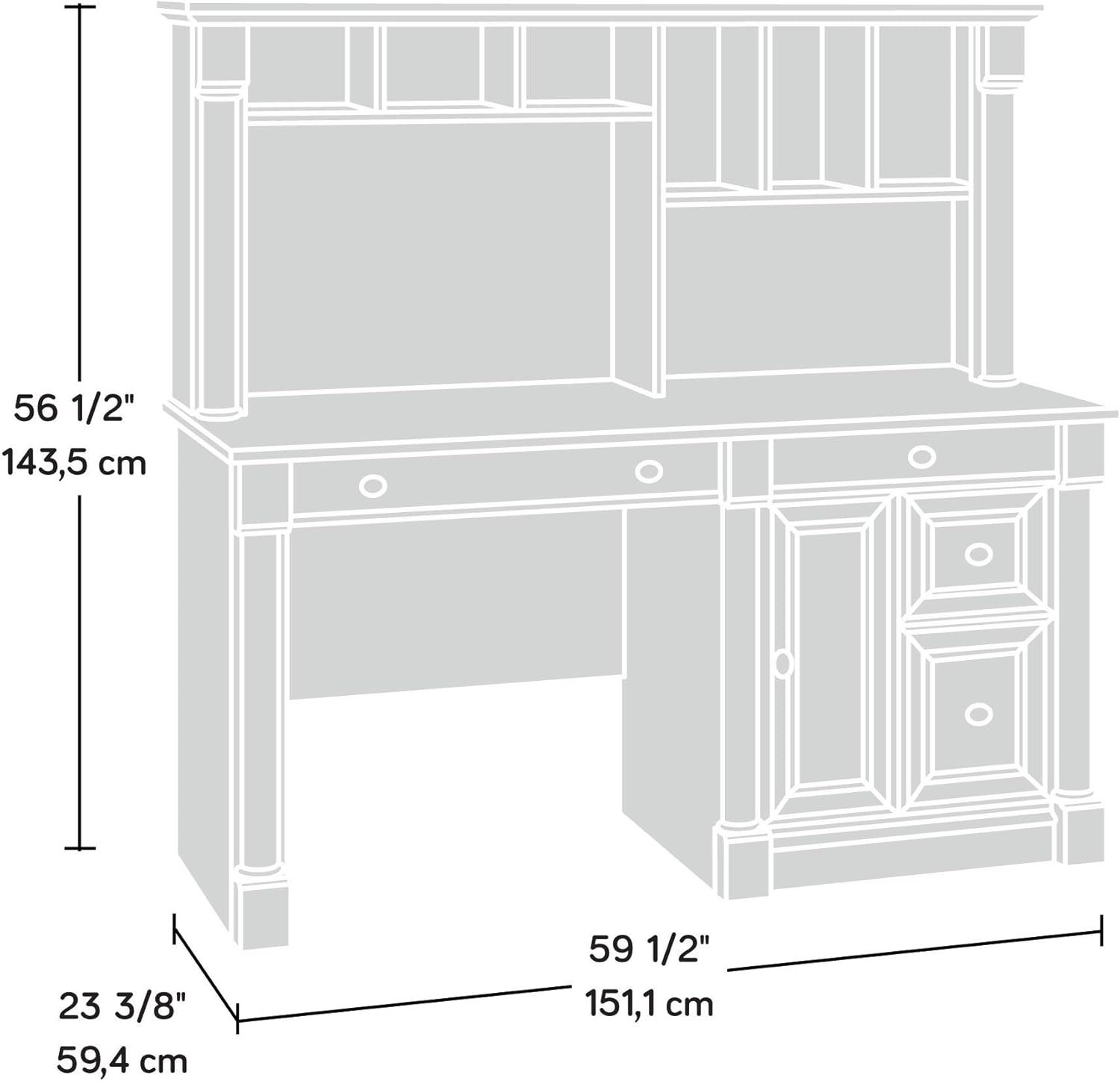 Sauder Palladia Computer Desk with Hutch, Home Office Desk