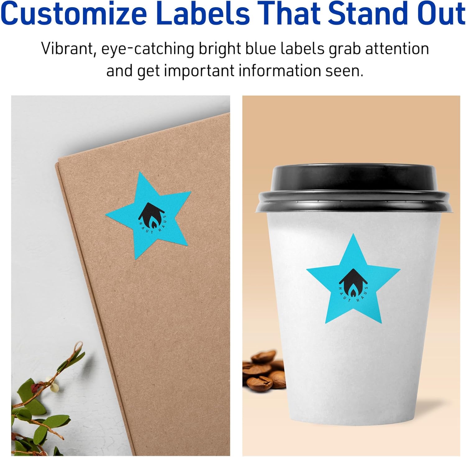 Avery Printable Star Labels, Sure Feed Technology, 2-1/4" x 2-3/8", Bright Blue, Print-to-the-Edge, Laser/Inkjet