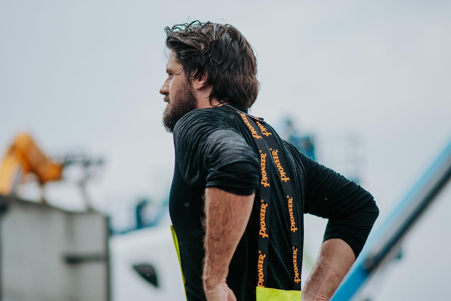 Pioneer Hi Vis Ripstop Waterproof Bib Pants/Overalls for Men - Reflective Safety Work Rain Pants