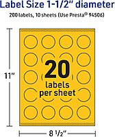 Avery Printable Round Labels, Sure Feed Technology, Print-to-The-Edge, Laser/Inkjet, Matte Finish
