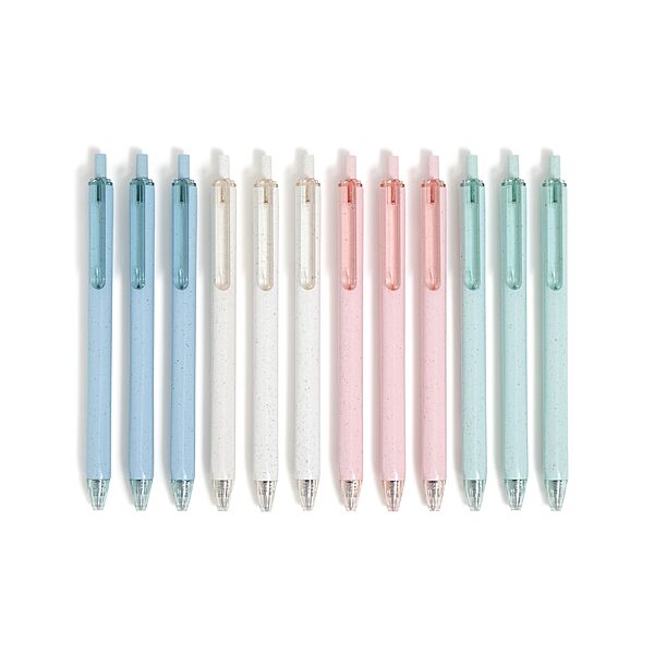 U Brands U-Eco Recycled Gel Click Pens, Set of 12, Pastel Speckle, Medium (0.7 mm) Point, Black Ink 12 Count (Pack of 1)