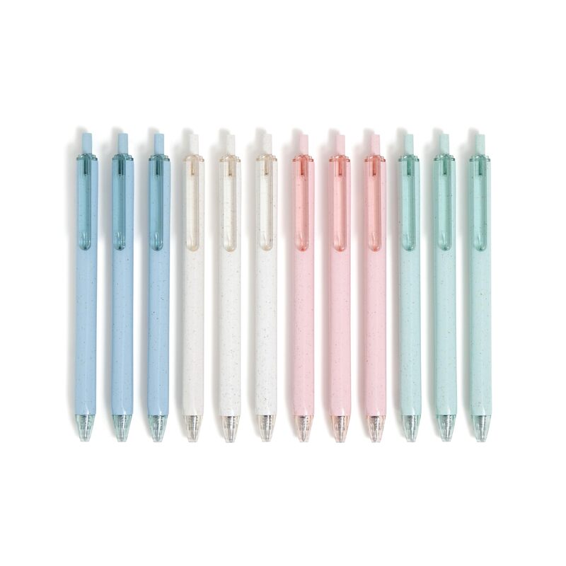 U Brands U-Eco Recycled Gel Click Pens, Set of 12, Pastel Speckle, Medium (0.7 mm) Point, Black Ink 12 Count (Pack of 1)