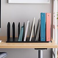 Safco Onyx Desk Organizer, 8 Side by Side Vertical Compartments, Office and Classroom Mailbox , Paper and Mail Sorter, Steel Mesh, Black