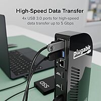Plugable USB-C Triple Monitor Docking Station: 13-in-1 Laptop Dock with 100W Charging for Mac (DisplayLink Driver Required)