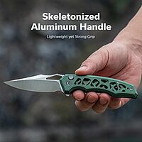 CIVIVI Anaaki Folding Pocket Knife 2.98\" Nitro-V Blade Aluminum Skeletonized Handle