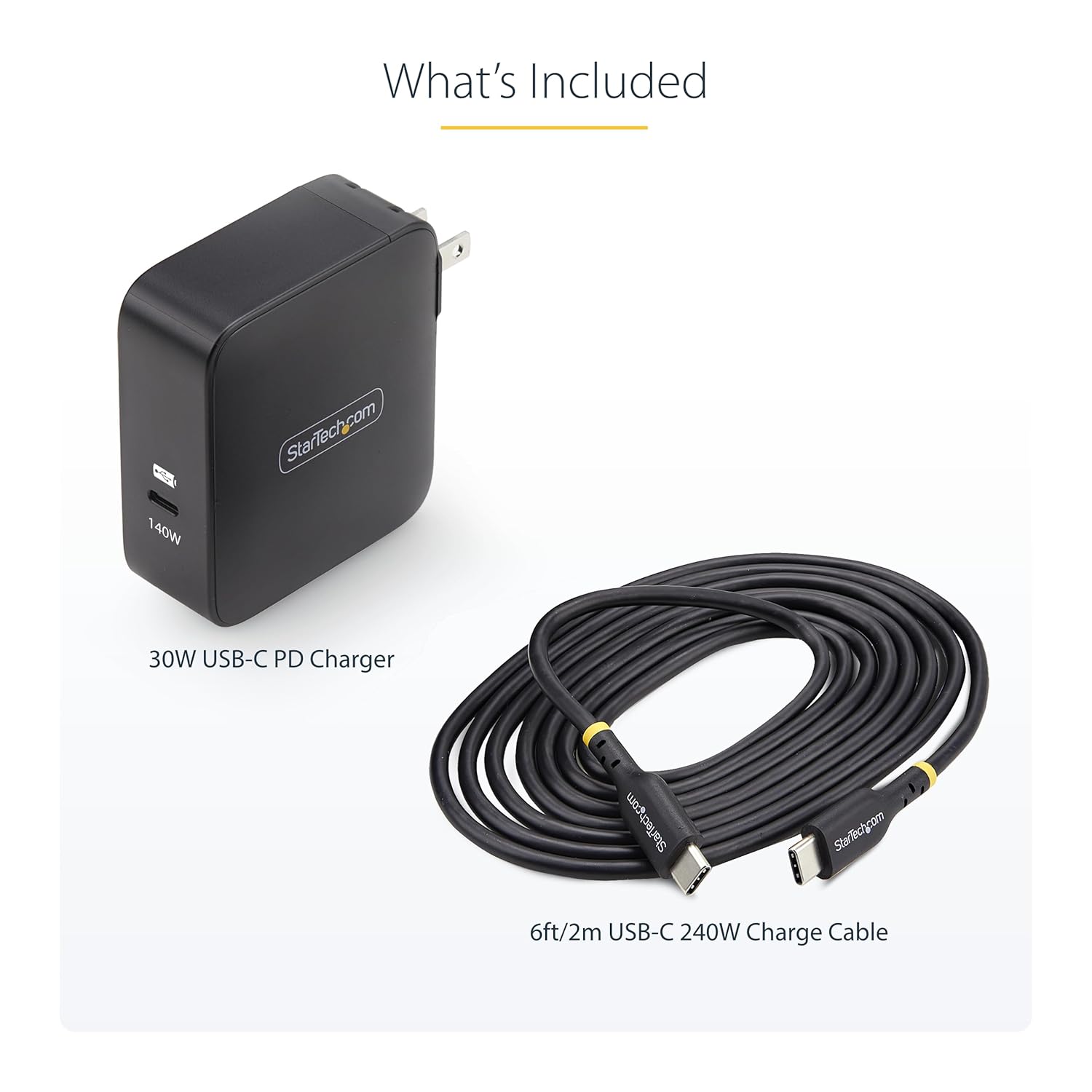 StarTech.com 140W USB-C Wall Charger, USB-IF Certified, Single USB-C, PD 3.1 Portable GaN Charging