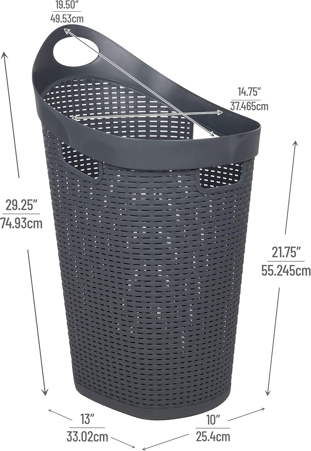 MIND READER 60L Rolling Laundry Hamper, Wicker-Style Plastic, Wheels