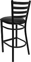 Flash Furniture Hercules Series Ladder Back Metal Restaurant Barstool, Modern Upholstered Armless Bar Height Chair for Restaurants and Kitchens, Black Black Vinyl Seat/Black Metal Frame Set of 1