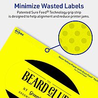Avery Printable Oval Labels, Sure Feed Technology, 4" x 6", Neon Yellow Labels, Print-to-The-Edge, Laser/Inkjet Printable
