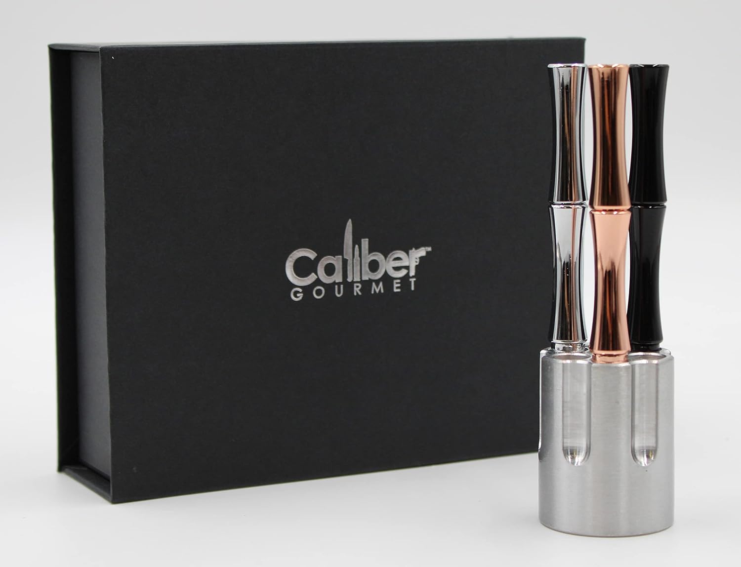 Caliber Gourmet Pen Holder & Paper Weight, Cast Aluminum Office Gift – Cool Pencil Holder for Desk Men, Funny Pen Stand