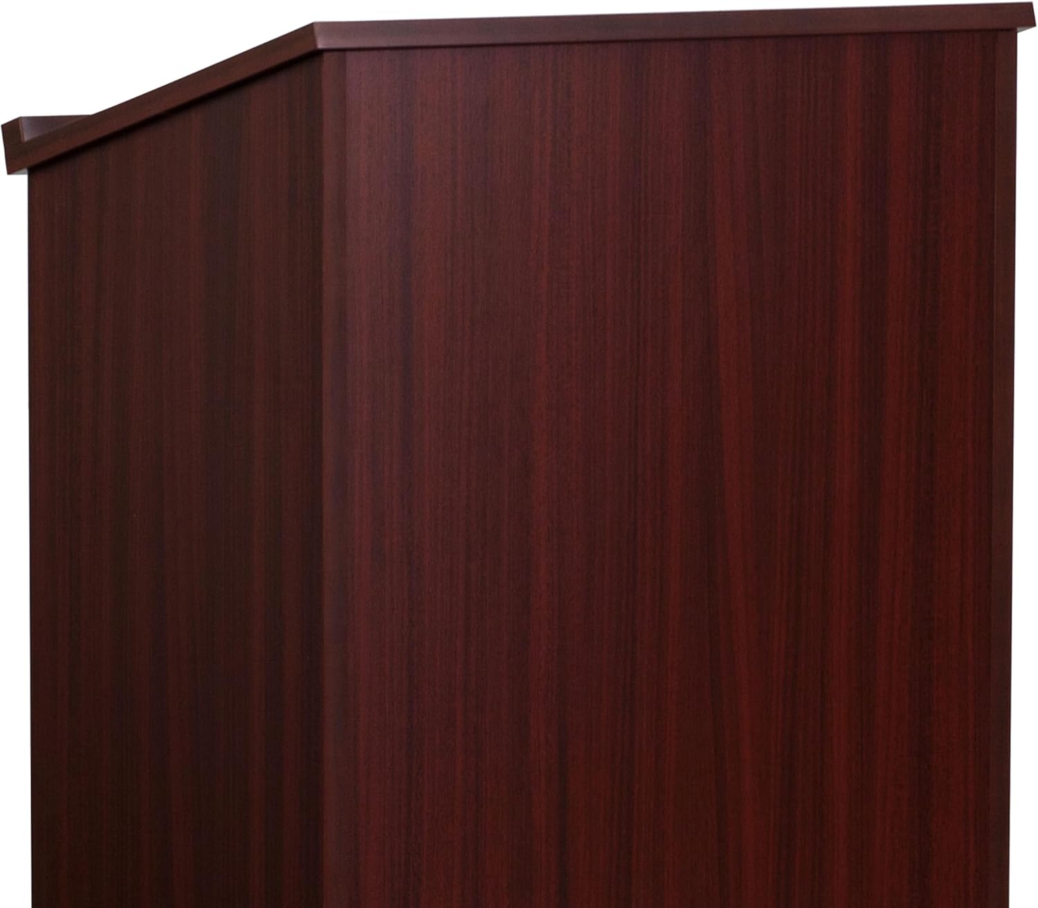 Flash Furniture Stand-Up Wood Lectern, 45-3/4inH x 23inW x 15inD, Mahogany