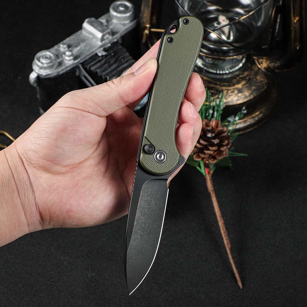 CIVIVI Elementum II Pocket Folding Knife 2.96in Blade Button Lock Deep-Carry Clip