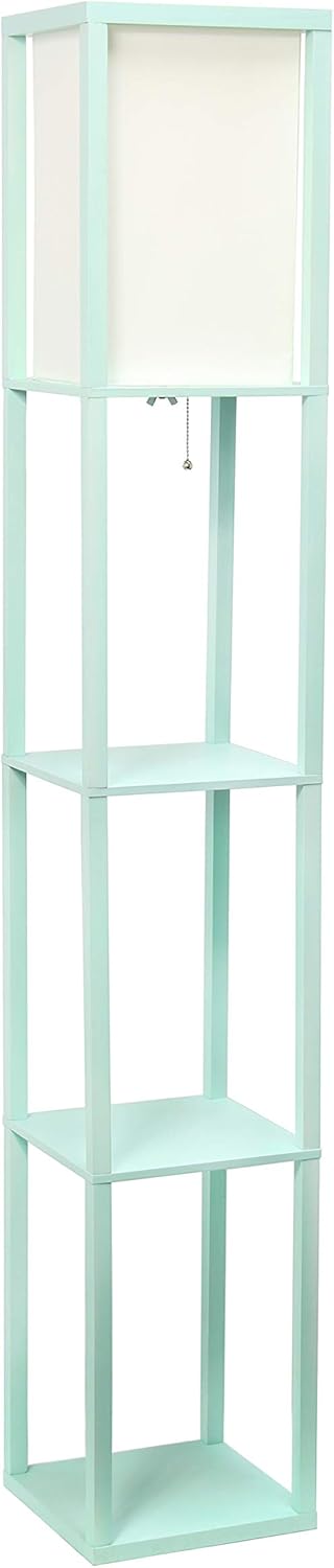 SIMPLE DESIGNS LF1014 3-Shelf Floor Lamp Linen Shade