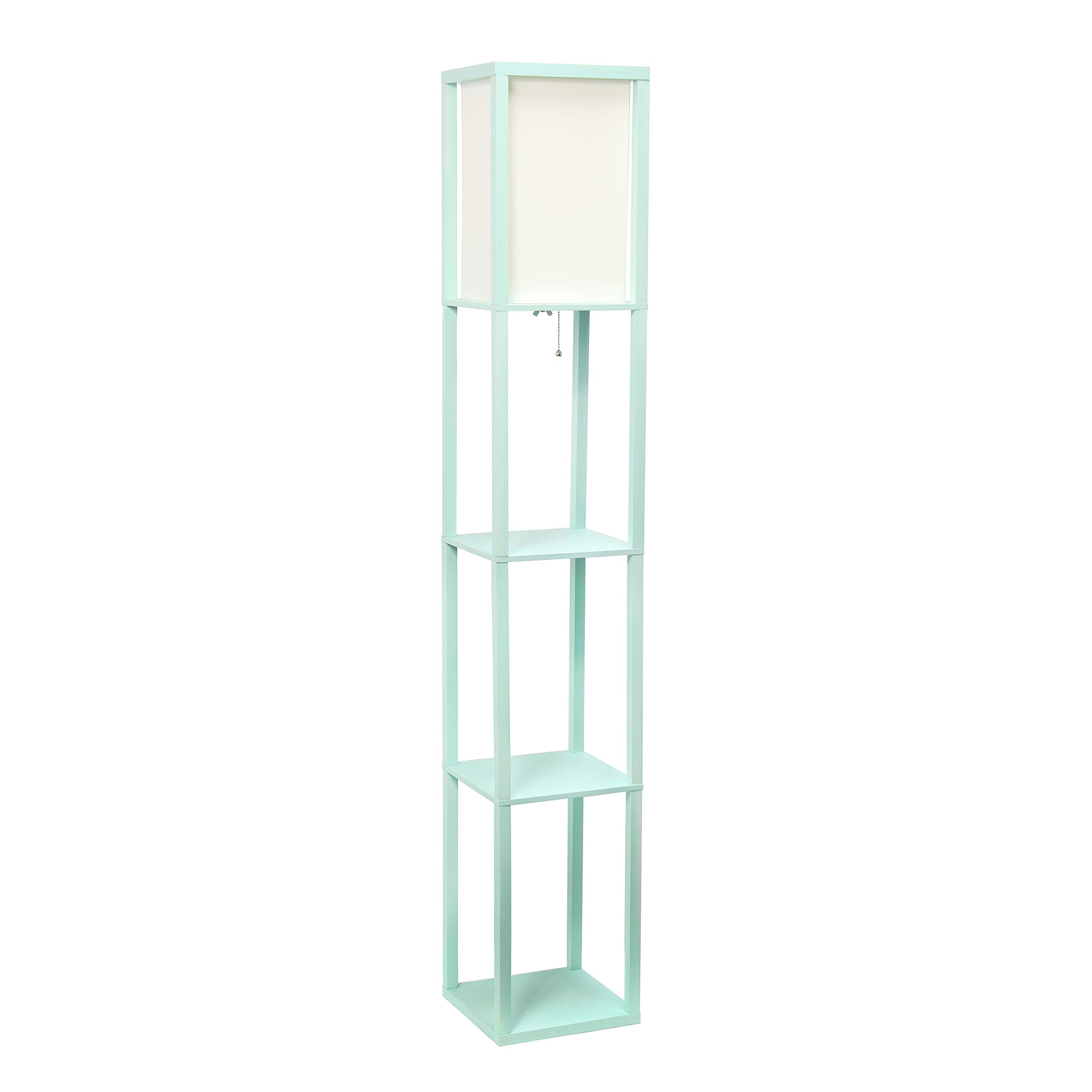 SIMPLE DESIGNS LF1014 3-Shelf Floor Lamp Linen Shade