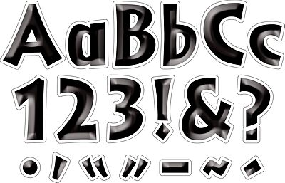 Barker Creek 2" Letter Pop-Outs 2-Pack, Black Tie Affair, Jazz Up Your Bulletin Boards with These Colorful Letters, 1352 Upper and Lowercase Letters, Numbers & Punctuation Marks, 2" (3654)