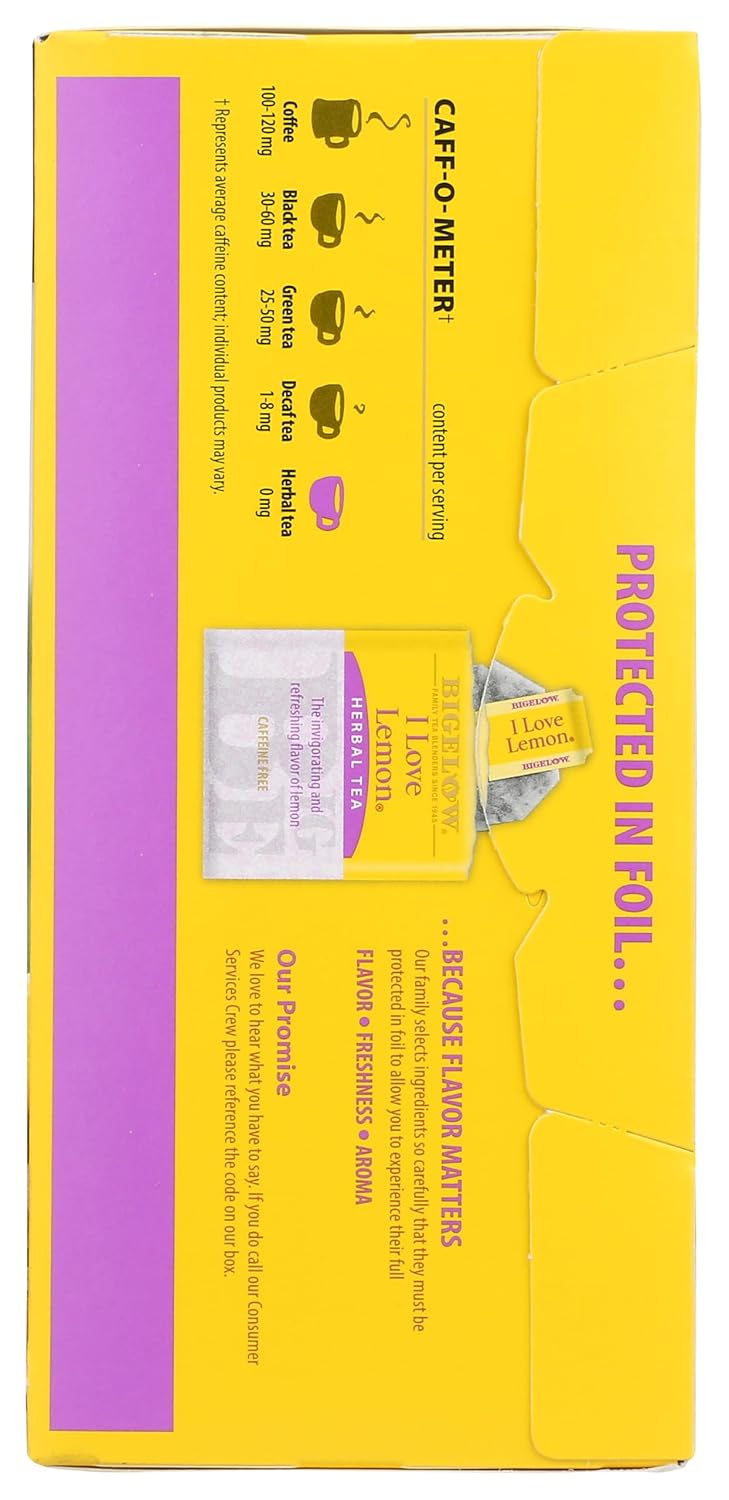 Bigelow I Love Lemon Herbal Tea Bags, Box Of 28