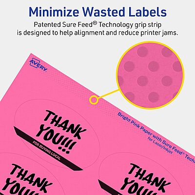 AVERY Printable Oval Labels, Sure Feed Technology, Print-to-the-Edge, Laser/Inkjet Printable