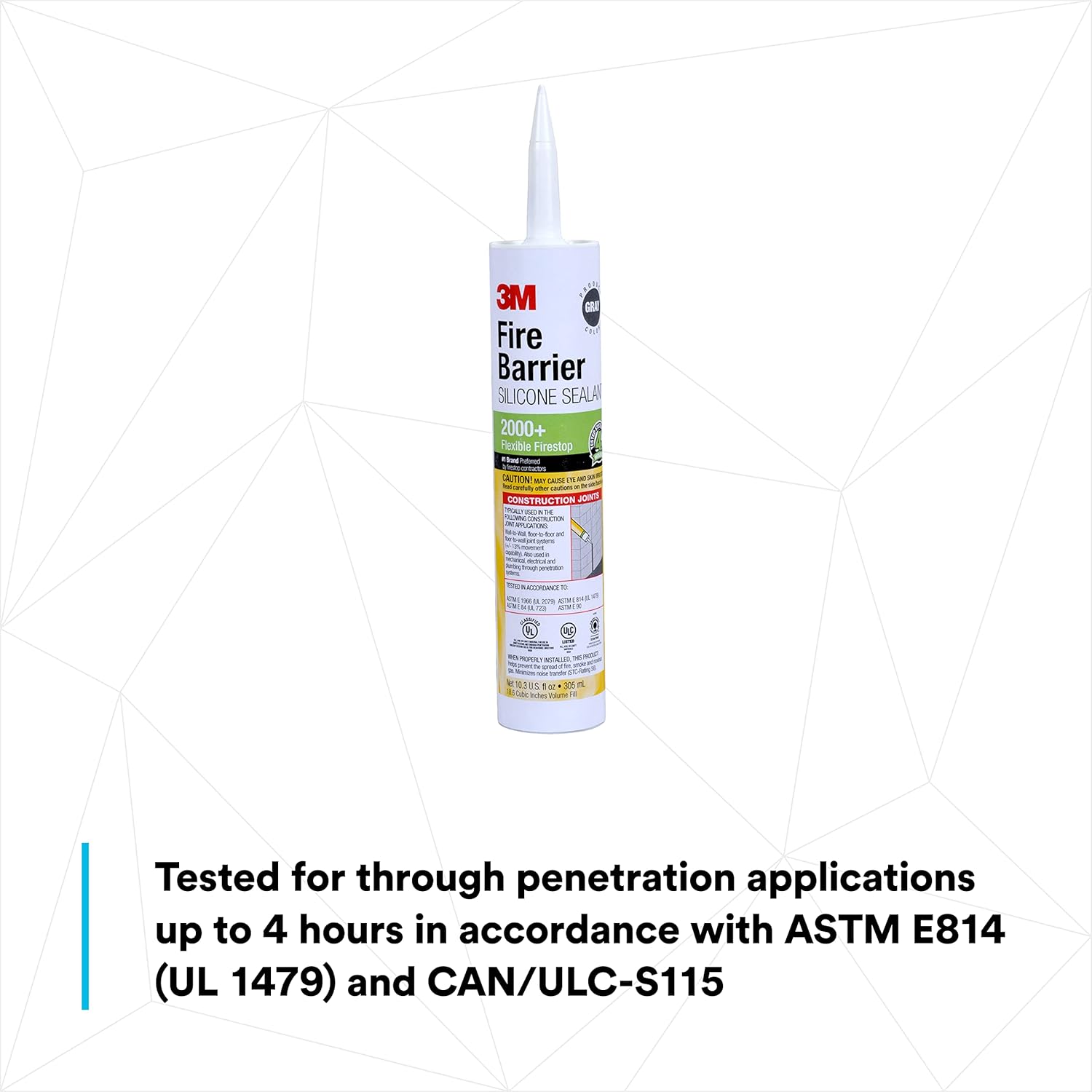 3M Fire Barrier Silicone Sealant 2000+, Gray Color, Elastomeric, Ready-To-Use, Single-Component, Neutral-Cure