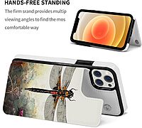 Dragonfly Printed Wallet Case for iPhone 12 Pro- 6.1 Inch with Card Holder