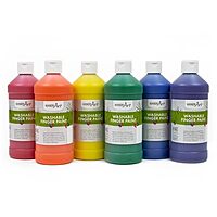 Handy Art Washable Finger Paint, 16 Oz, Assorted Primary Colors, Set Of 6 Bottles