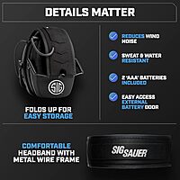 AXIL x SIG SAUER TRACKR Electronic Ear Muffs | Compact Foldable Water-Resistant Hearing Enhancement & Noise Reduction Earmuffs with Sound Compression | 40dB Amplification & 22dB NRR
