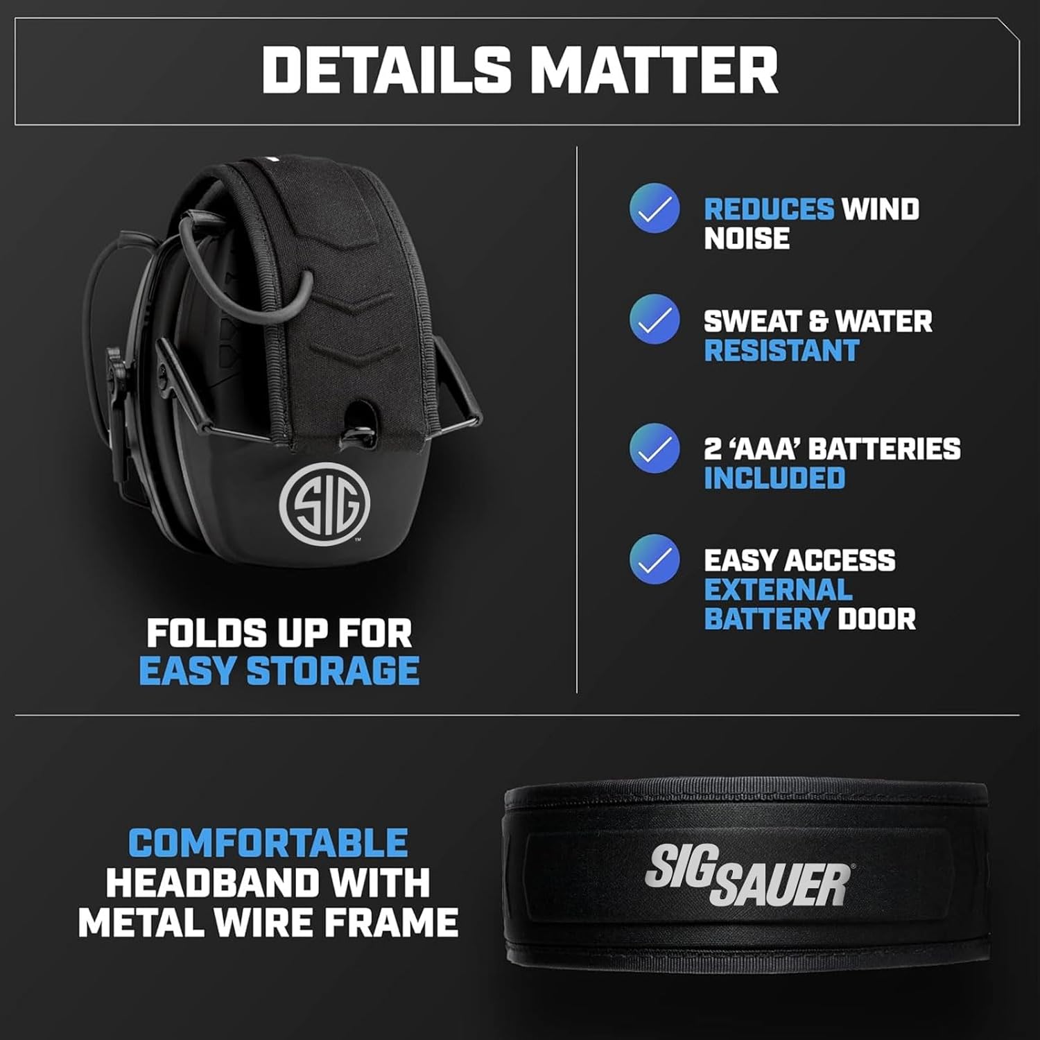 AXIL x SIG SAUER TRACKR Electronic Ear Muffs | Compact Foldable Water-Resistant Hearing Enhancement & Noise Reduction