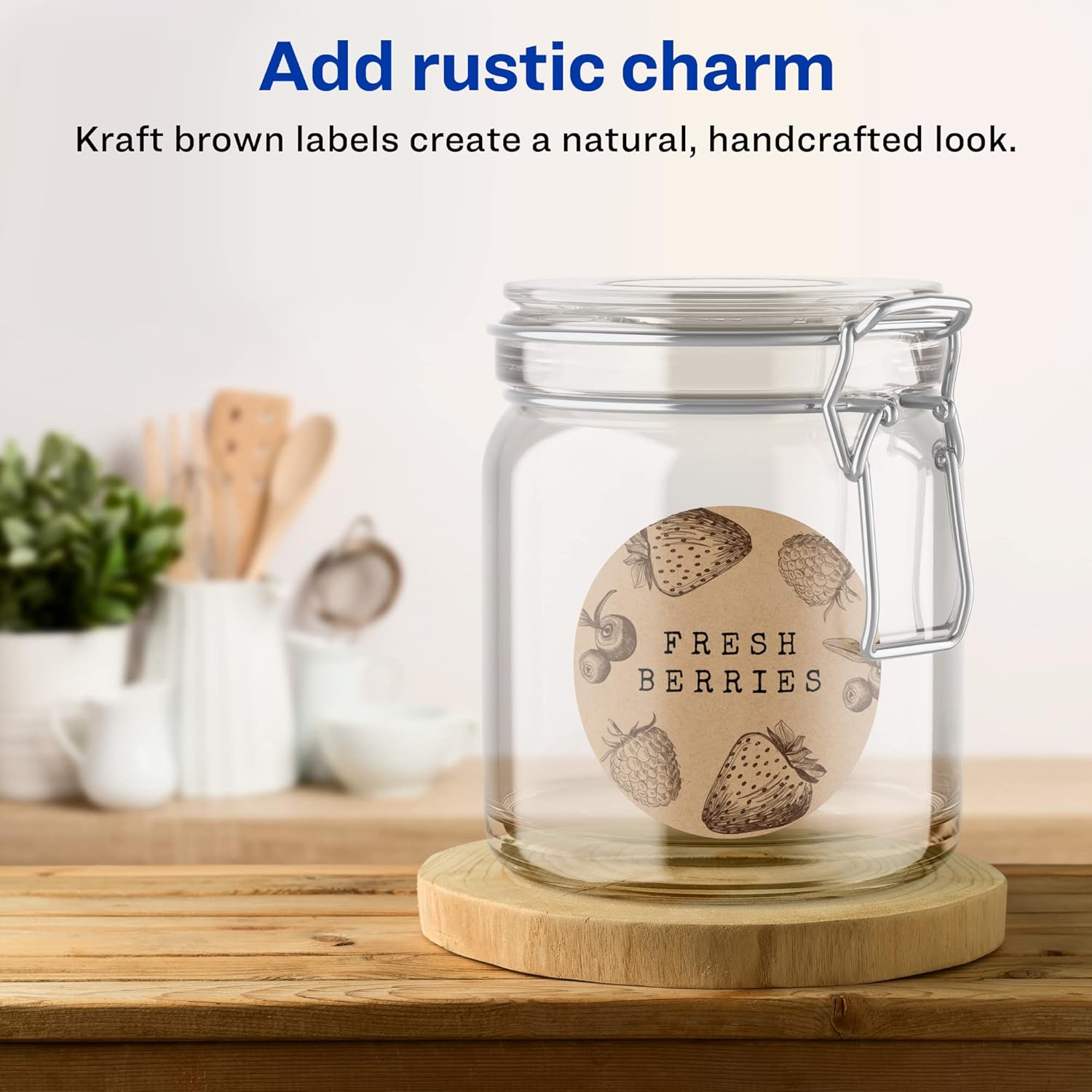 Avery Kraft Brown Round Labels, Sure Feed Technology, 3.5" Diameter, 60 Kraft Brown Labels, Print-to-The-Edge