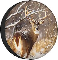 Free Whitetail Deer Printed Spare Tire Cover 14 Inch - Waterproof Wheel Covers Protectors - Universal Fit for Car, Trailer