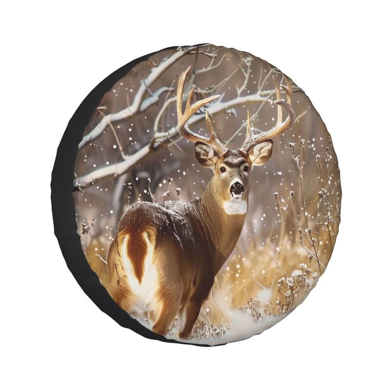 Free Whitetail Deer Printed Spare Tire Cover 14 Inch - Waterproof Wheel Covers Protectors - Universal Fit for Car, Trailer