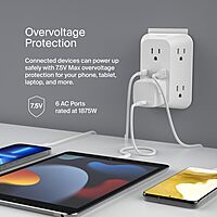 Belkin 6-Outlet Surge Protector Power Strip, ETL-listed, Wall-Mountable w/ 6 AC Outlets, Overvoltage Protection