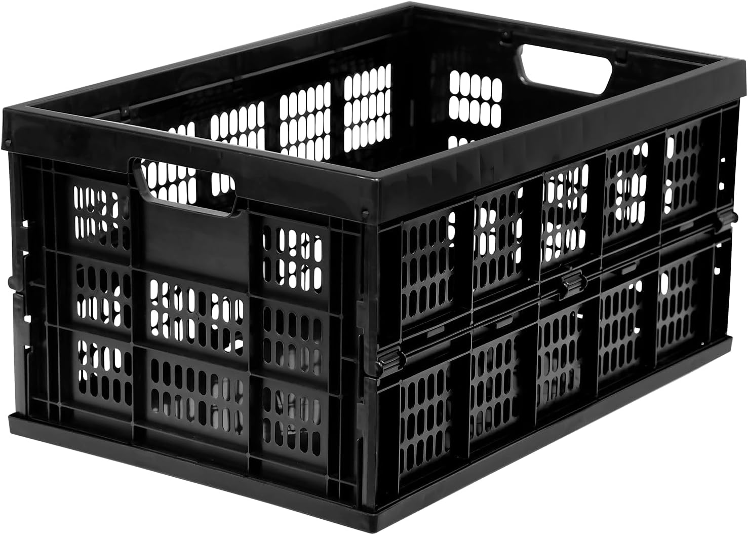 Mount-It! Collapsible Standard Duty Storage Crate, 10-1/2inH x 20-1/2inW x 13-15/16inD, Black