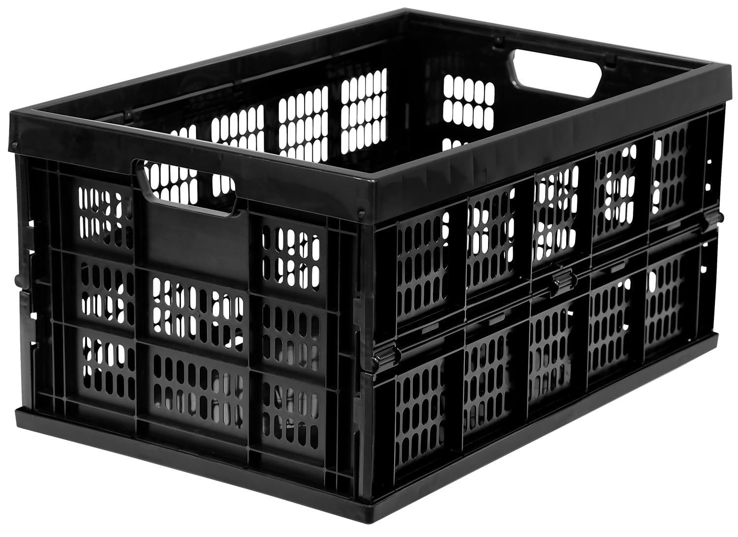 Mount-It! Collapsible Standard Duty Storage Crate, 10-1/2inH x 20-1/2inW x 13-15/16inD, Black