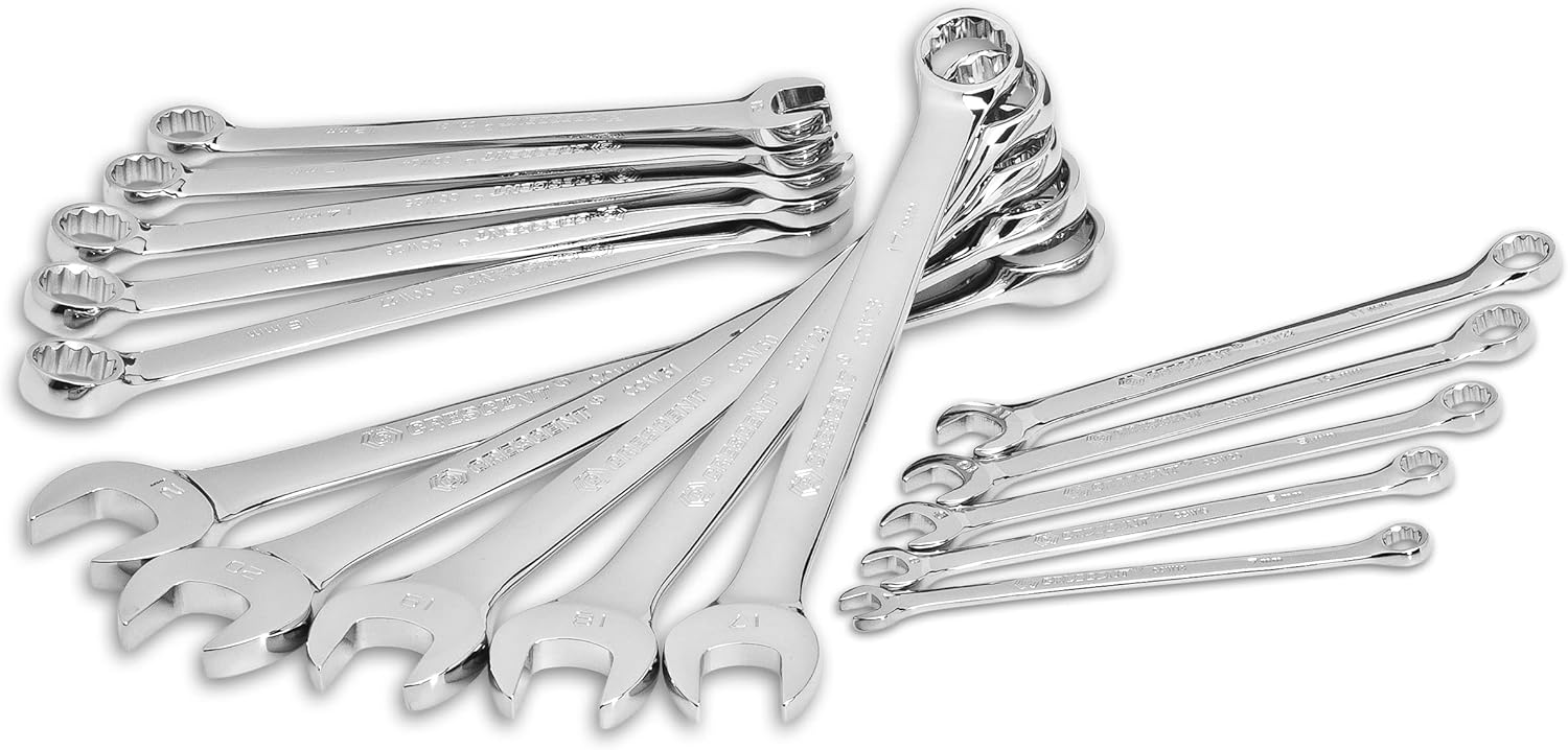 Crescent 15 Piece 12 Point Metric Combination Wrench Set with Tool Roll - CCWS5-05