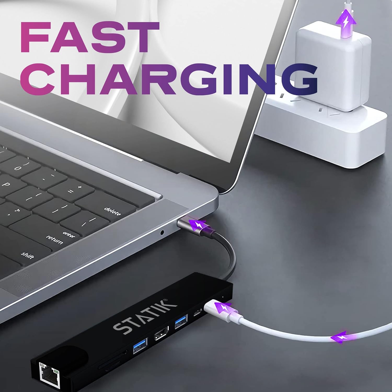 STATIK UltraHub 8-in-1 Powered USB-C Hub with 4K HDMI, Ethernet & Card Reader