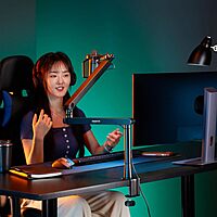 Mount-It! Mic Arm, Microphone Boom Arm, Adjustable Full Motion Mic Desk Mount, for Streaming, Gaming, Podcast, Recording, 3/8" and 5/8" Compatible, Low Profile Design, Height up to 27.8", Black