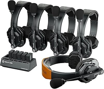 HOLLYLAND Solidcom SE Pro 5S 5-Person Full-Duplex Single-Ear Headset Intercom System (1.9 GHz)