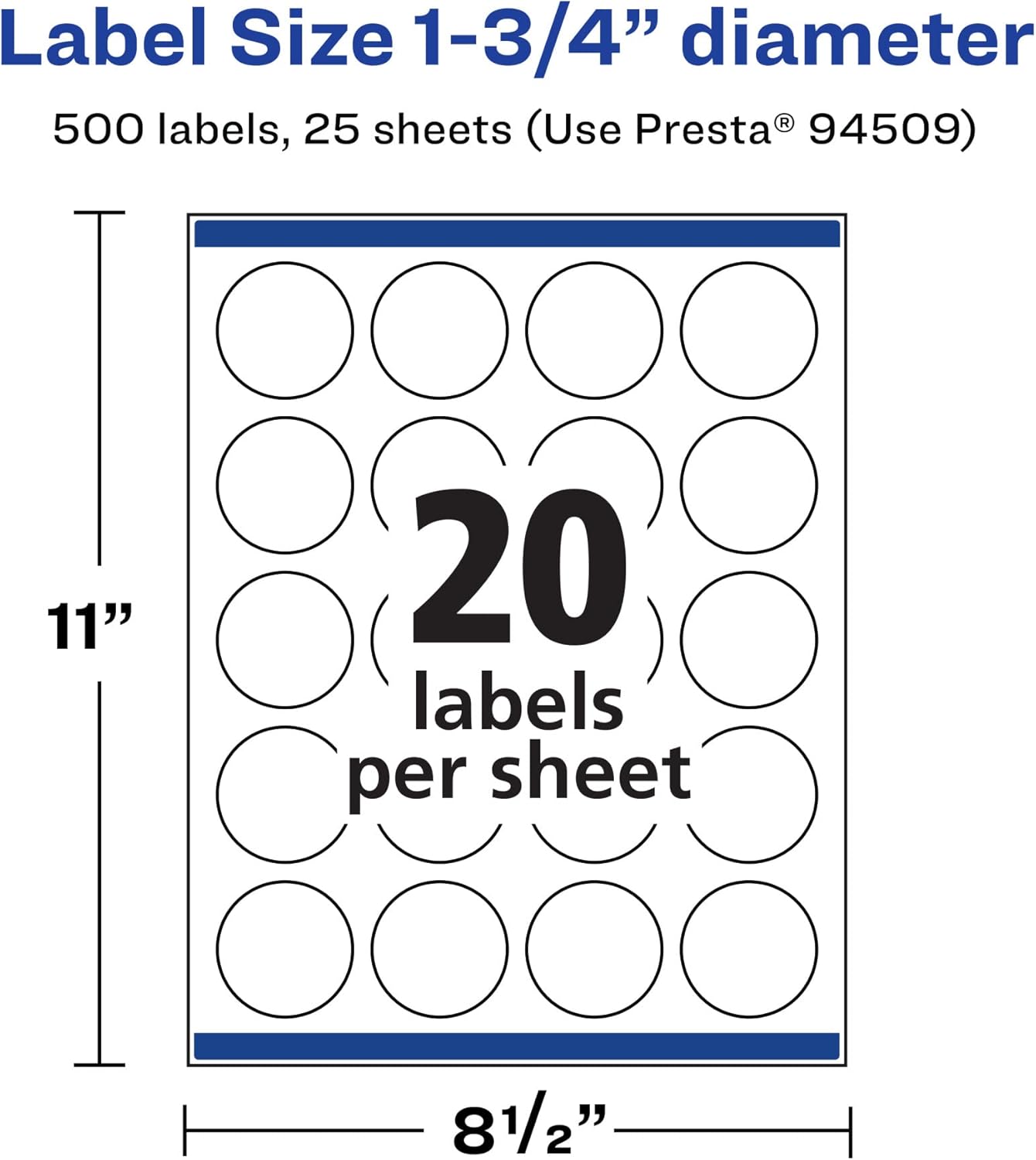 Avery Durable Waterproof Round Labels, Sure Feed Technology, 1.75" Diameter