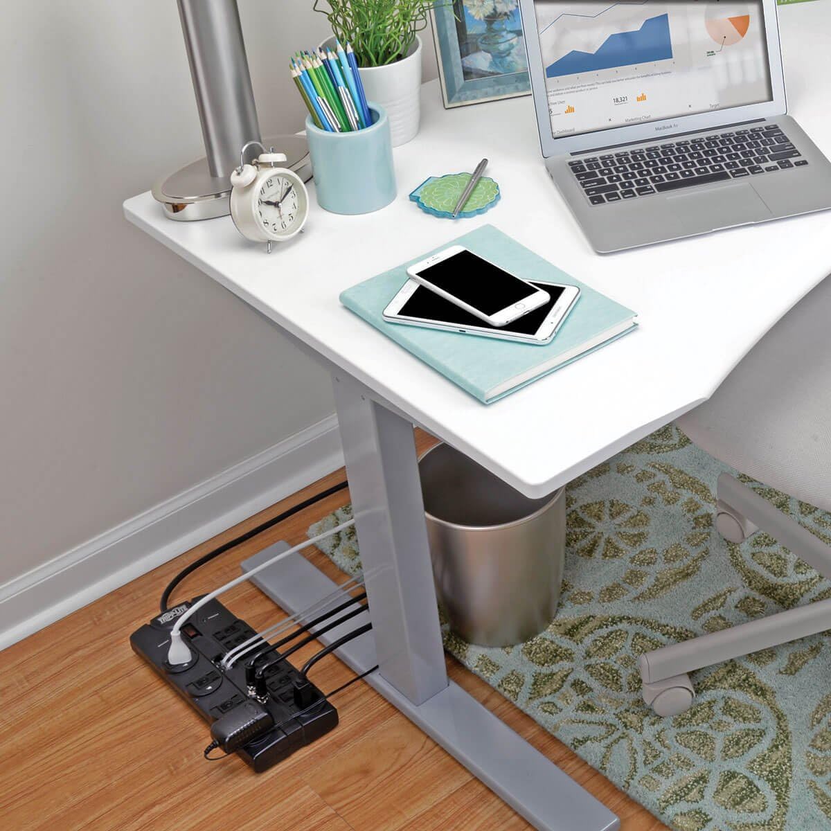 TRIPP LITE 12-Outlet Surge Protector Power Strip with Tel/Modem Protection, 8 ft Right-Angle Cord