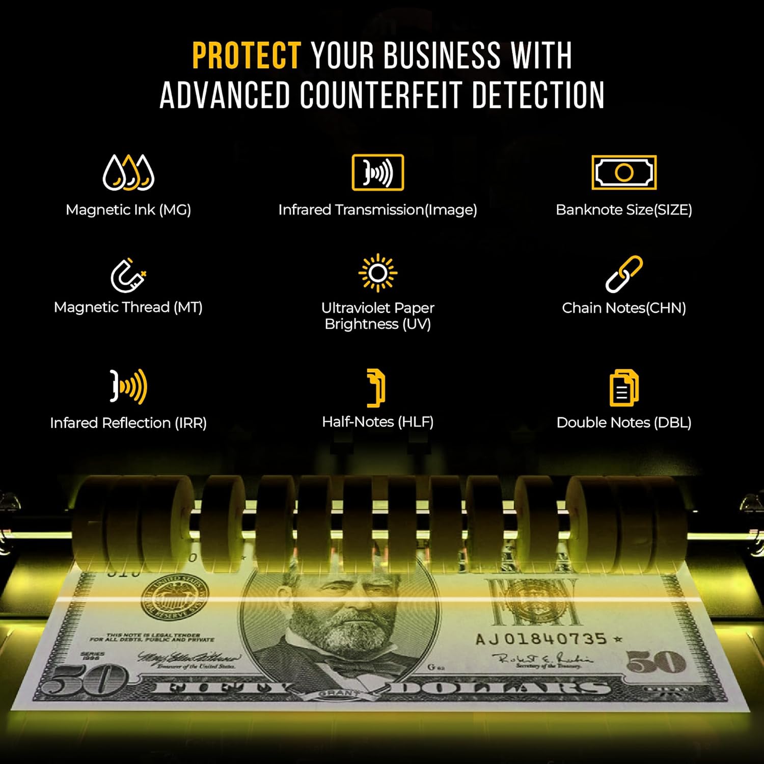 KOLIBRI Money Counter Machine with Advanced Counterfeit Detection and LCD