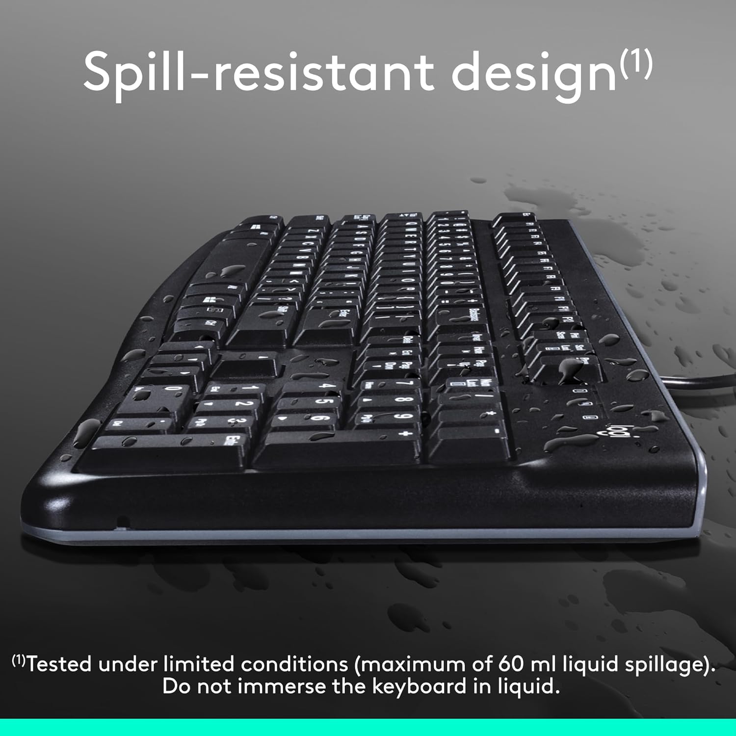 Logitech K120 Wired Keyboard for Windows, Plug and Play, Full-Size, Spill-Resistant, Curved Space Bar, Compatible with PC