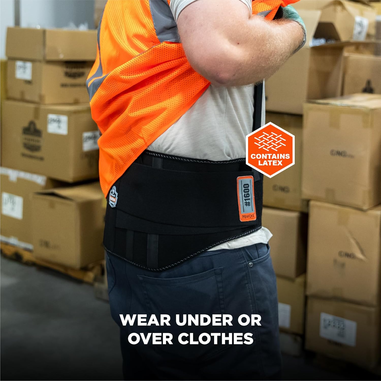 Ergodyne ProFlex 1600 9" Extended Support Back Support Brace, High-Cut Front