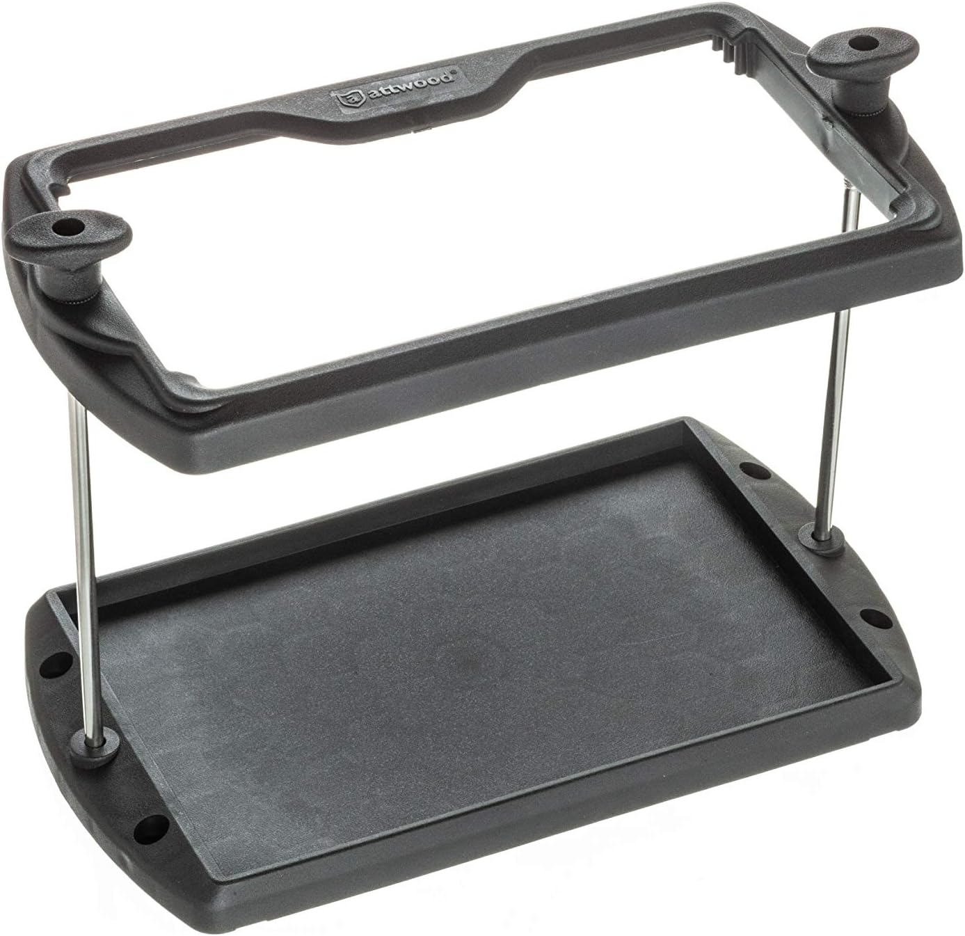 Attwood 9096-5 USCG-Approved 24 Series Heavy Duty Adjustable Hold-Down Marine Boat Battery Tray, Black One Size