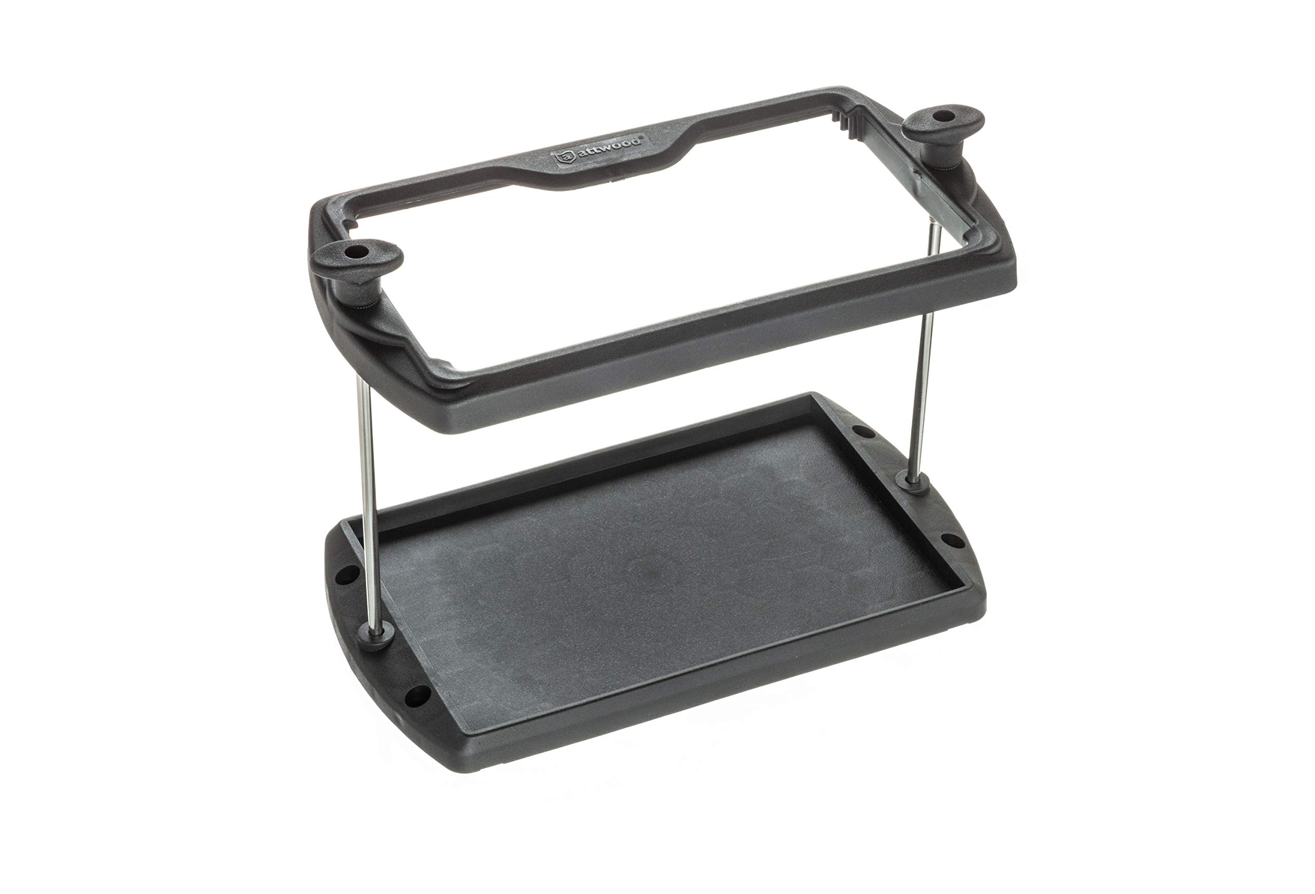 Attwood 9096-5 USCG-Approved 24 Series Heavy Duty Adjustable Hold-Down Marine Boat Battery Tray, Black One Size