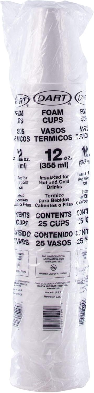 DART 12J12 12 oz Foam Cup (Case of 1000)