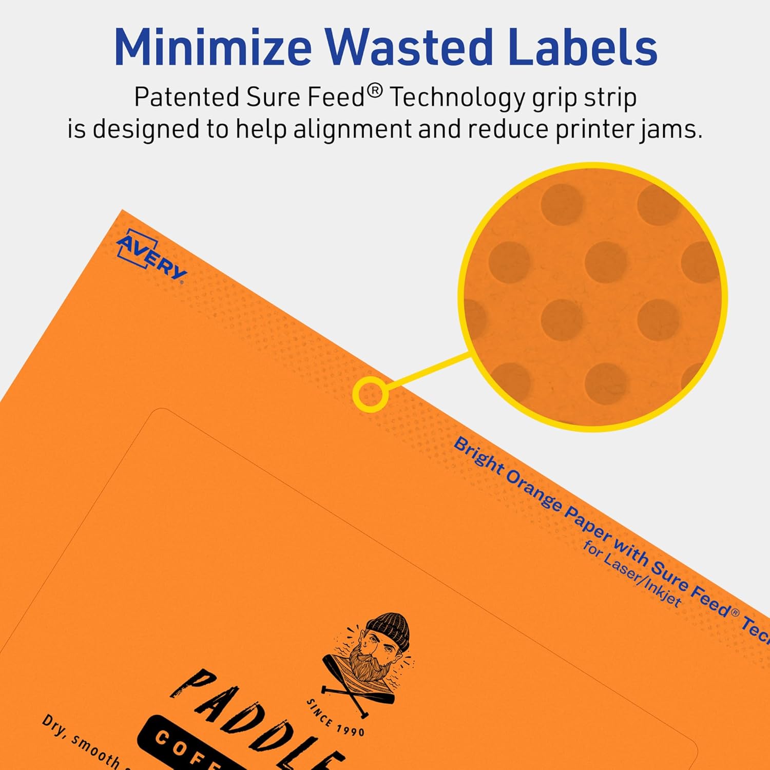 Avery Printable Rectangle Labels, Sure Feed Technology, 4" x 6", Bright Orange Labels, Print-to-The-Edge