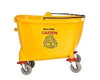 Alpine Industries Mop Bucket & Side Wringer Combo - Heavy Duty, 36 Qt, Yellow